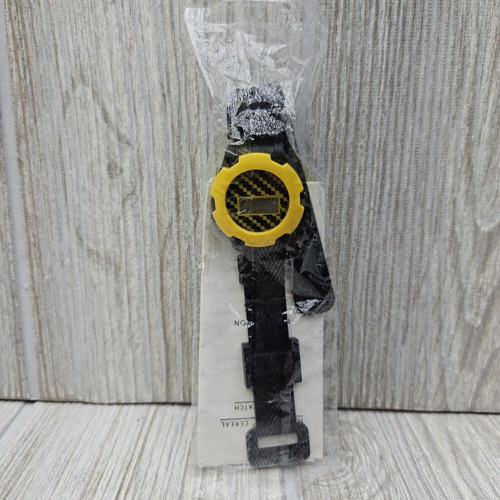 Vintage Old Stock 1990 Black Yellow Honeycomb LCD Watch General Foods Untested